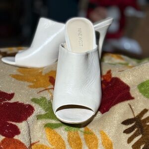 Nine West Off-White Peep Toe Mules